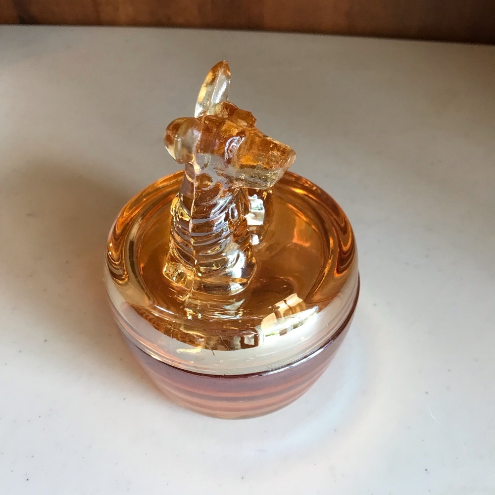 Vintage Jeanette Glass Scotty Dog Carnival Glass Powder Trinket Box - Picture 3 of 6